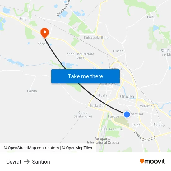 Ceyrat to Santion map