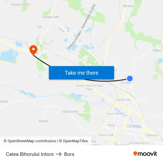 Calea Bihorului Intors to Bors map