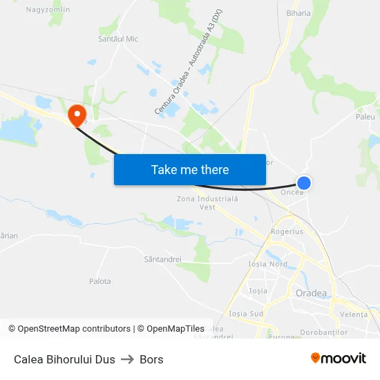 Calea Bihorului Dus to Bors map