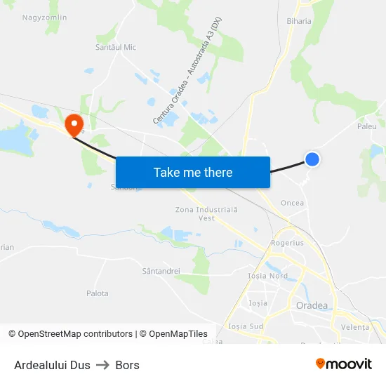 Ardealului Dus to Bors map