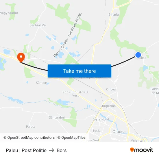 Paleu | Post Politie to Bors map