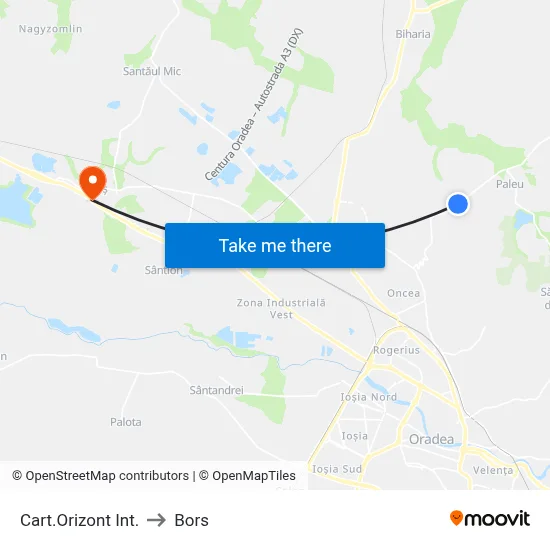 Cart.Orizont Int. to Bors map