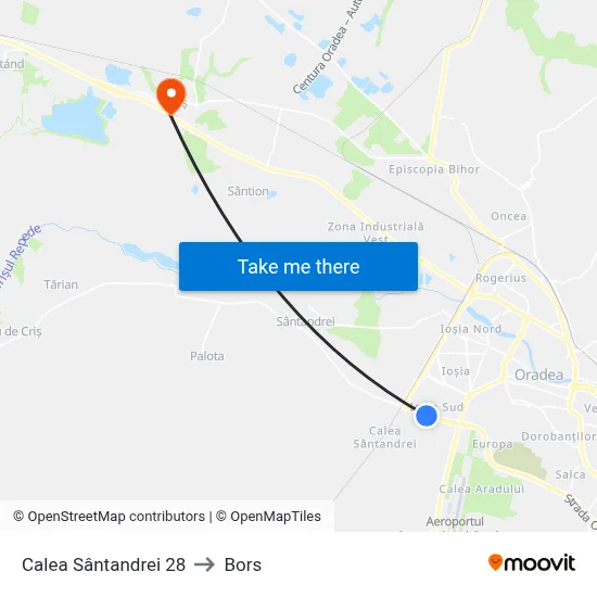 Calea Sântandrei 28 to Bors map