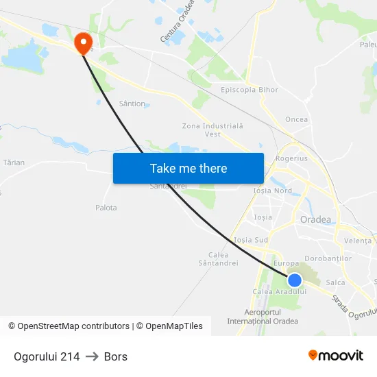 Ogorului 214 to Bors map