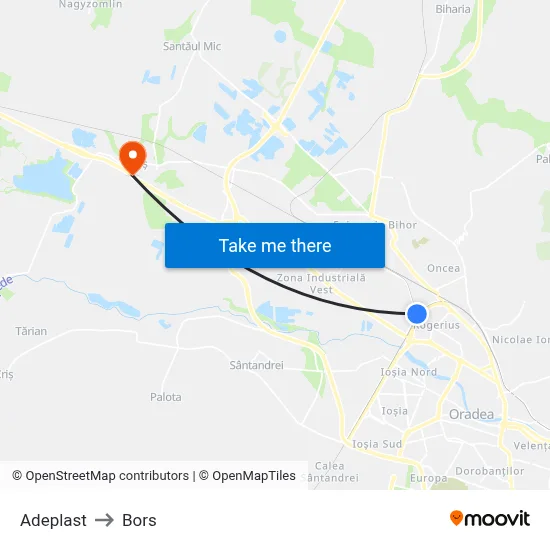 Adeplast to Bors map