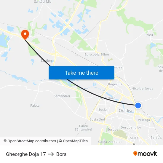 Gheorghe Doja 17 to Bors map
