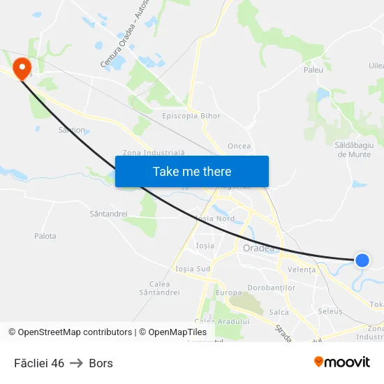 Făcliei 46 to Bors map