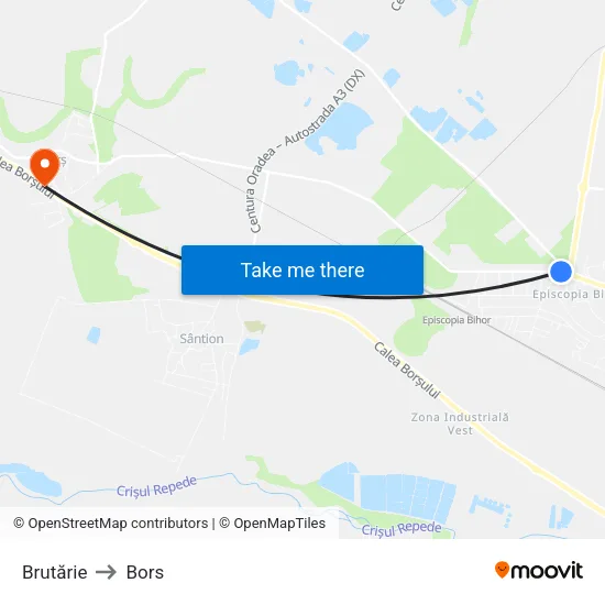 Brutărie to Bors map