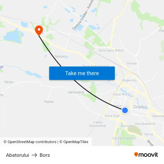 Abatorului to Bors map