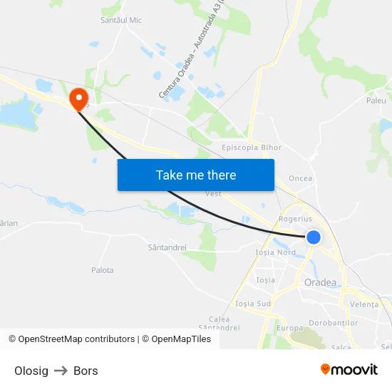 Parc Olosig to Bors map
