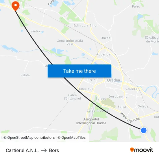 Cartierul A.N.L. to Bors map