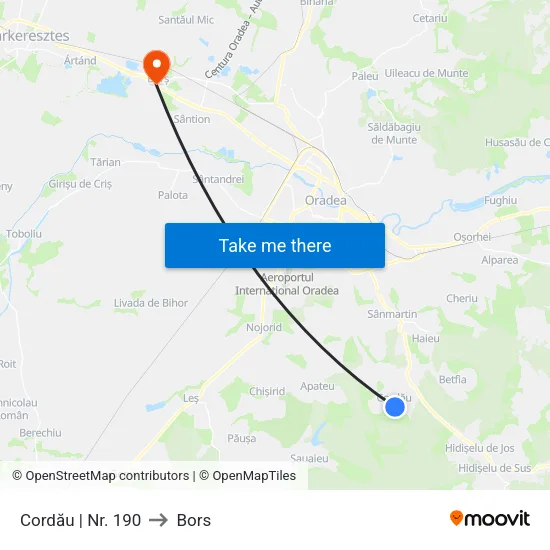 Cordău | Nr. 190 to Bors map