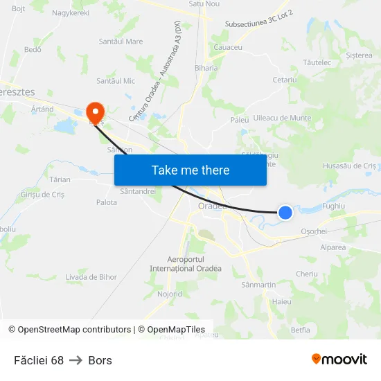 Făcliei 68 to Bors map