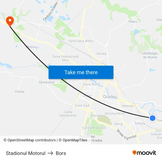 Stadionul Motorul to Bors map
