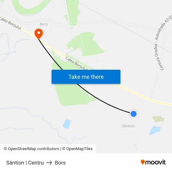 Sântion | Centru to Bors map
