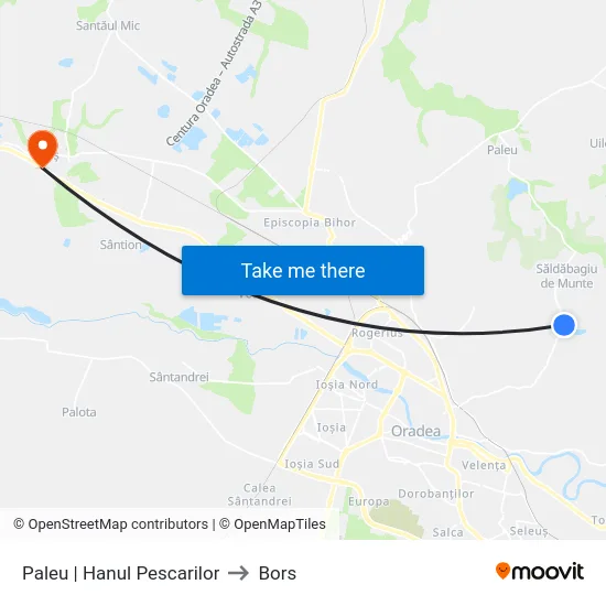 Paleu | Hanul Pescarilor to Bors map