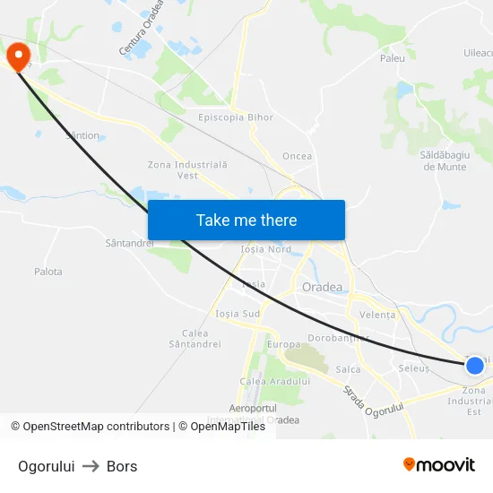 Ogorului to Bors map