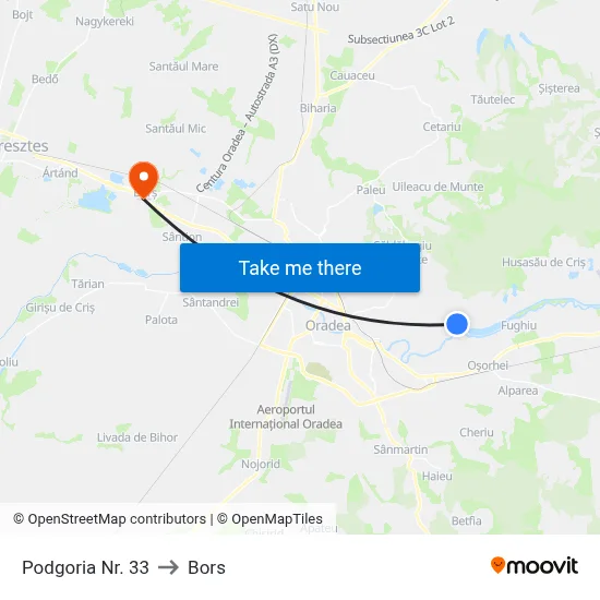 Podgoria Nr. 33 to Bors map