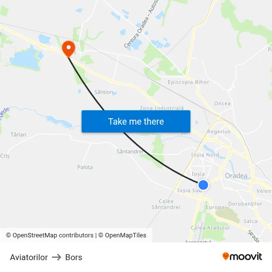 Aviatorilor to Bors map