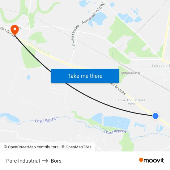 Parc Industrial to Bors map