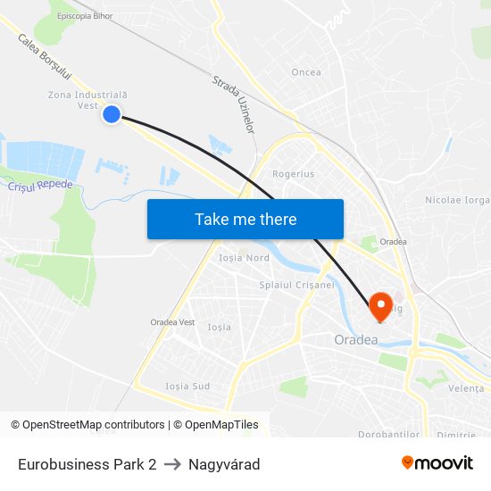 Eurobusiness Park 2 to Nagyvárad map