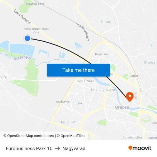 Eurobusiness Park 10 to Nagyvárad map
