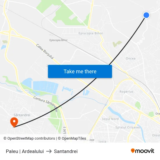 Paleu | Ardealului to Santandrei map