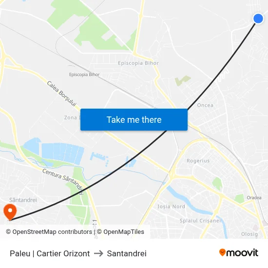 Paleu | Cartier Orizont to Santandrei map