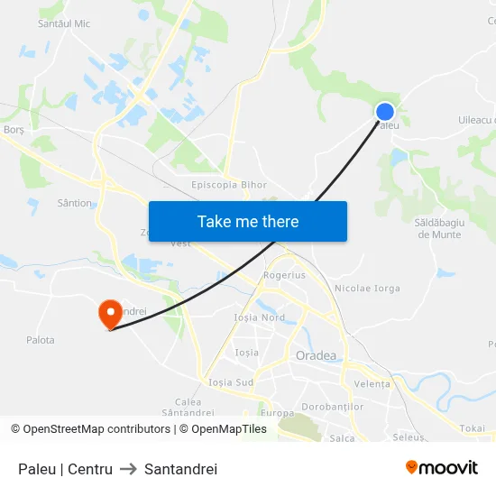Paleu | Centru to Santandrei map