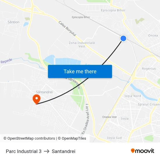 Parc Industrial 3 to Santandrei map