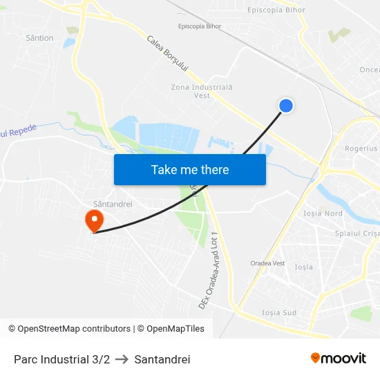 Parc Industrial 3/2 to Santandrei map