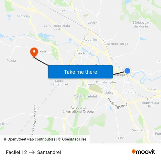 Facliei 12 to Santandrei map