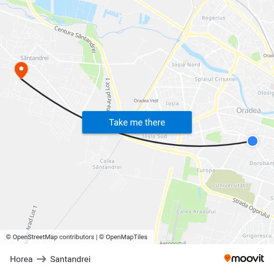 Horea to Santandrei map