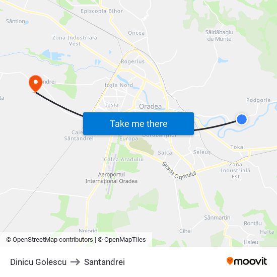 Dinicu Golescu to Santandrei map