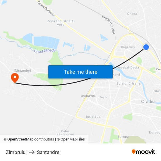 Zimbrului to Santandrei map