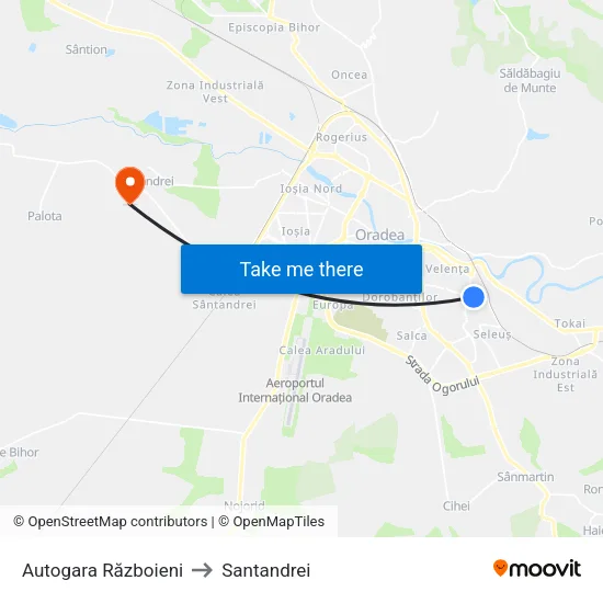 Autogara Războieni to Santandrei map