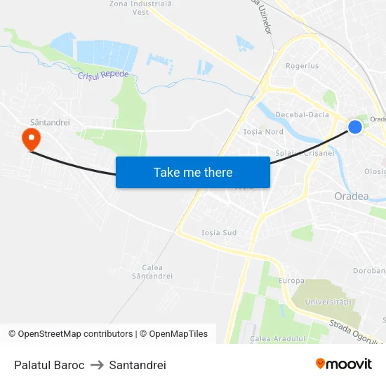 Palatul Baroc to Santandrei map