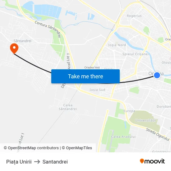 Piața Unirii to Santandrei map