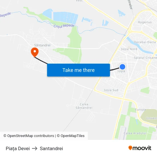 Piața Devei to Santandrei map