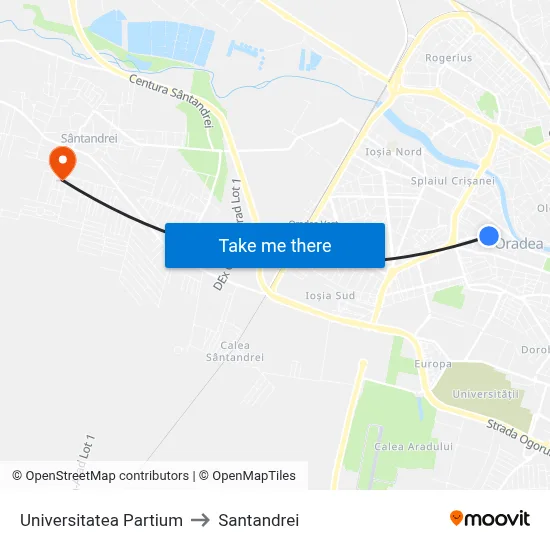 Universitatea Partium to Santandrei map