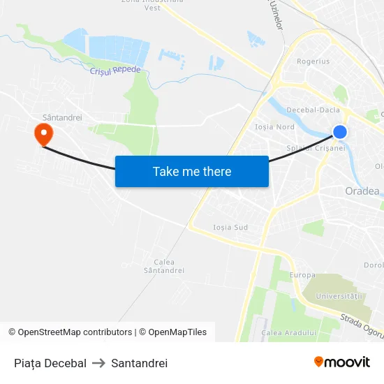 Piața Decebal to Santandrei map