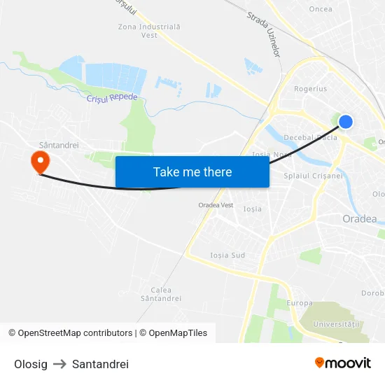 Olosig to Santandrei map