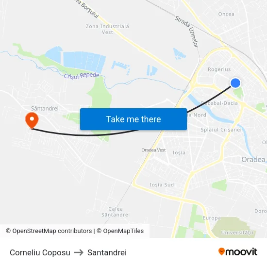 Corneliu Coposu to Santandrei map