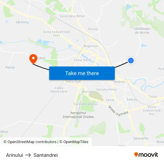 Arinului to Santandrei map