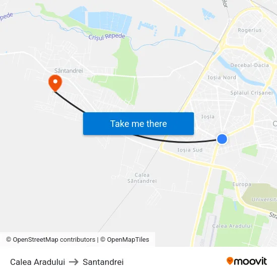 Calea Aradului to Santandrei map