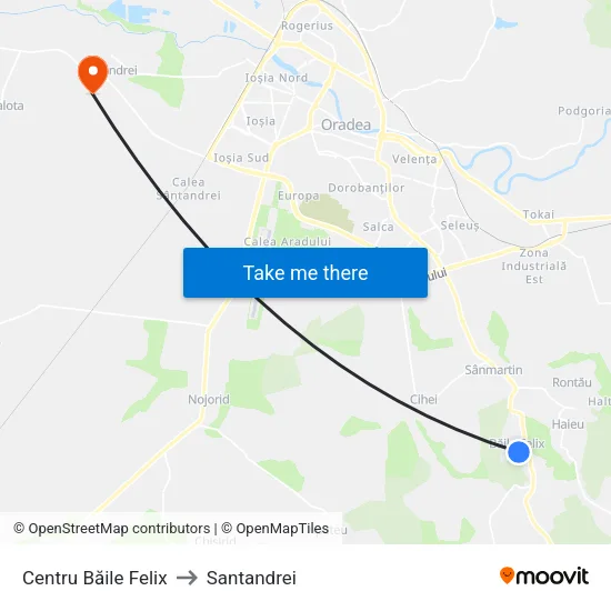 Băile Felix | Centru to Santandrei map