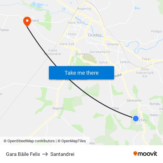 Gara Băile Felix to Santandrei map