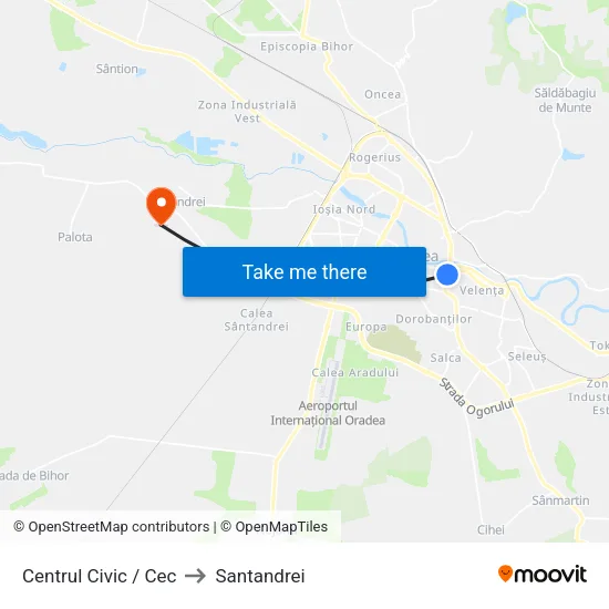 Centrul Civic / Cec to Santandrei map