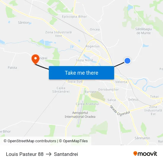 Louis Pasteur 88 to Santandrei map