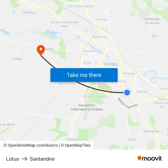 Lotus to Santandrei map